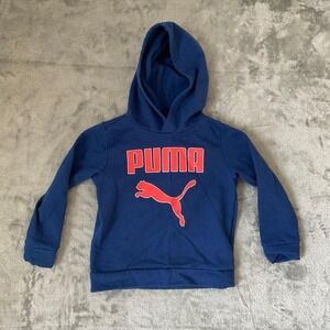Classic PUMA Pullover Hoodie Blue Neon Pink Logo Toddler‎ Size 3T Fleece #445